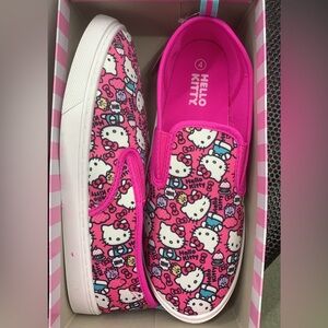 Hello Kitty Patterned Pink Slip on Sneakers for Kids Size 4